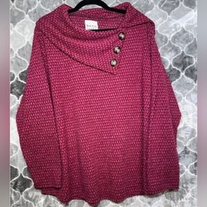 New York Laundry Burgundy Polka Dot Textured Long Sleeve Sweater size Medium